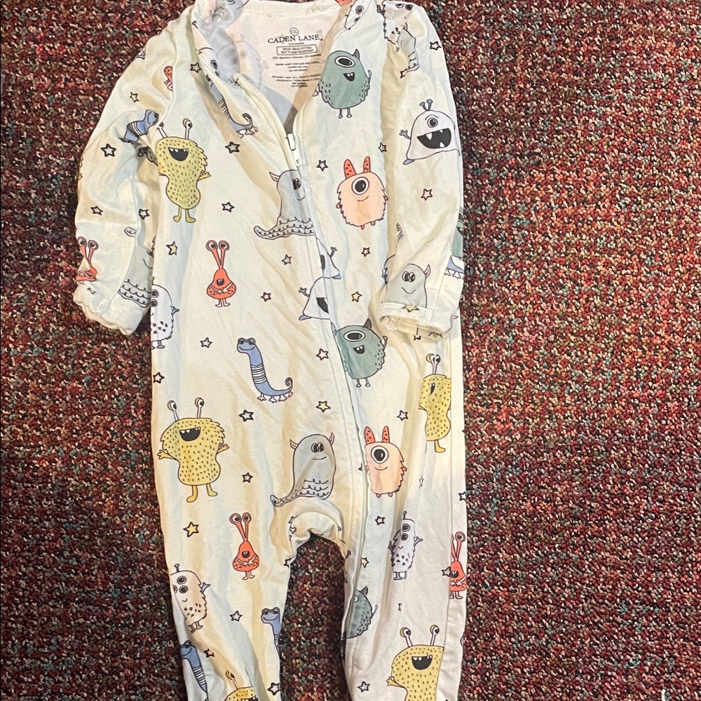 Caden Lane Colorful Monster Print Kids Footie